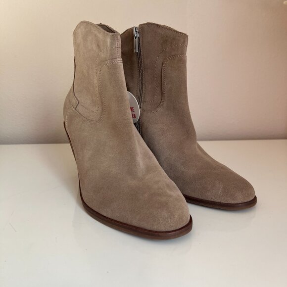 LUCKY BRAND Women's Wadier Suede Side Zip Wedge Ankle Boots - SZ 9 - Taupe Tan - Picture 5 of 7